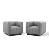 Conjure Tufted Armchair Upholstered Fabric Set of 2 Light Gray EEI-5045-LGR