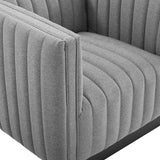 Conjure Tufted Armchair Upholstered Fabric Set of 2 Light Gray EEI-5045-LGR