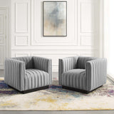 Conjure Tufted Armchair Upholstered Fabric Set of 2 Light Gray EEI-5045-LGR