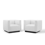 Conjure Tufted Armchair Upholstered Fabric Set of 2 White EEI-5045-WHI