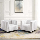 Conjure Tufted Armchair Upholstered Fabric Set of 2 White EEI-5045-WHI