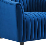 Announce Performance Velvet Channel Tufted Armchair Navy EEI-5055-NAV