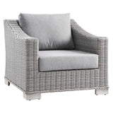 Conway Outdoor Patio Wicker Rattan 2-Piece Armchair and Ottoman Set Light Gray Gray EEI-5090-GRY