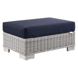 Conway Outdoor Patio Wicker Rattan 2-Piece Armchair and Ottoman Set Light Gray Navy EEI-5090-NAV