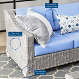Conway 4-Piece Outdoor Patio Wicker Rattan Furniture Set Light Gray Light Blue EEI-5091-LBU