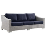 Conway 4-Piece Outdoor Patio Wicker Rattan Furniture Set Light Gray Navy EEI-5091-NAV