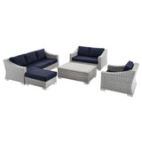 Conway 5-Piece Outdoor Patio Wicker Rattan Furniture Set Light Gray Navy EEI-5092-NAV
