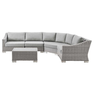 Conway Outdoor Patio Wicker Rattan 5-Piece Sectional Sofa Furniture Set Light Gray Gray EEI-5093-GRY