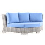 Conway Outdoor Patio Wicker Rattan 5-Piece Sectional Sofa Furniture Set Light Gray Light Blue EEI-5093-LBU