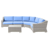 Conway Outdoor Patio Wicker Rattan 5-Piece Sectional Sofa Furniture Set Light Gray Light Blue EEI-5093-LBU