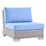 Conway Outdoor Patio Wicker Rattan 5-Piece Sectional Sofa Furniture Set Light Gray Light Blue EEI-5093-LBU