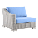 Conway Outdoor Patio Wicker Rattan 5-Piece Sectional Sofa Furniture Set Light Gray Light Blue EEI-5093-LBU