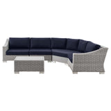 Conway Outdoor Patio Wicker Rattan 5-Piece Sectional Sofa Furniture Set Light Gray Navy EEI-5093-NAV