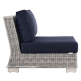 Conway Outdoor Patio Wicker Rattan 5-Piece Sectional Sofa Furniture Set Light Gray Navy EEI-5093-NAV