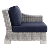 Conway Outdoor Patio Wicker Rattan 5-Piece Sectional Sofa Furniture Set Light Gray Navy EEI-5093-NAV