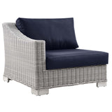 Conway Outdoor Patio Wicker Rattan 5-Piece Sectional Sofa Furniture Set Light Gray Navy EEI-5093-NAV