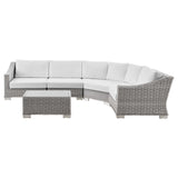 Conway Outdoor Patio Wicker Rattan 5-Piece Sectional Sofa Furniture Set Light Gray White EEI-5093-WHI