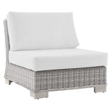 Conway Outdoor Patio Wicker Rattan 5-Piece Sectional Sofa Furniture Set Light Gray White EEI-5093-WHI