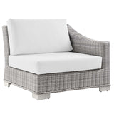 Conway Outdoor Patio Wicker Rattan 5-Piece Sectional Sofa Furniture Set Light Gray White EEI-5093-WHI