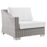 Conway Outdoor Patio Wicker Rattan 5-Piece Sectional Sofa Furniture Set Light Gray White EEI-5093-WHI