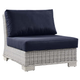 Conway Outdoor Patio Wicker Rattan 6-Piece Sectional Sofa Furniture Set Light Gray Navy EEI-5094-NAV
