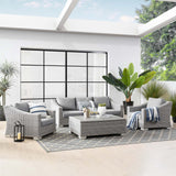 Conway 4-Piece Outdoor Patio Wicker Rattan Furniture Set Light Gray Gray EEI-5095-GRY