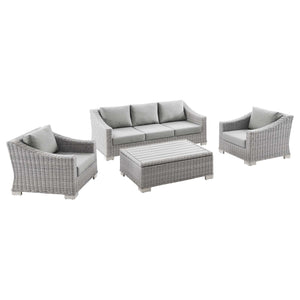 Conway 4-Piece Outdoor Patio Wicker Rattan Furniture Set Light Gray Gray EEI-5095-GRY