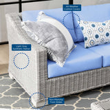 Conway 4-Piece Outdoor Patio Wicker Rattan Furniture Set Light Gray Light Blue EEI-5095-LBU