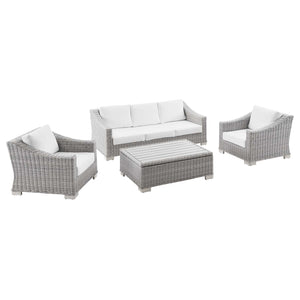 Modway Furniture Conway 4-Piece Outdoor Patio Wicker Rattan Furniture Set EEI-5095-WHI