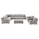 Conway Outdoor Patio Wicker Rattan 9-Piece Sectional Sofa Furniture Set Light Gray Gray EEI-5096-GRY