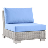 Conway Outdoor Patio Wicker Rattan 9-Piece Sectional Sofa Furniture Set Light Gray Light Blue EEI-5096-LBU