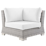 Conway Outdoor Patio Wicker Rattan 9-Piece Sectional Sofa Furniture Set Light Gray White EEI-5096-WHI