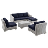 Conway 5-Piece Outdoor Patio Wicker Rattan Furniture Set Light Gray Navy EEI-5097-NAV