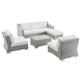 Conway 5-Piece Outdoor Patio Wicker Rattan Furniture Set Light Gray White EEI-5097-WHI