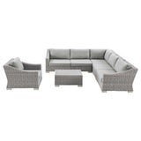 Conway Outdoor Patio Wicker Rattan 7-Piece Sectional Sofa Furniture Set Light Gray Gray EEI-5098-GRY