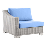 Conway Outdoor Patio Wicker Rattan 7-Piece Sectional Sofa Furniture Set Light Gray Light Blue EEI-5098-LBU