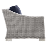 Conway Outdoor Patio Wicker Rattan 7-Piece Sectional Sofa Furniture Set Light Gray Navy EEI-5098-NAV