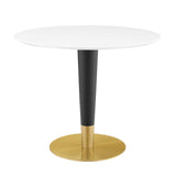 Zinque 36" Dining Table Gold White EEI-5117-GLD-WHI