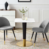 Zinque 24" Square Dining Table Gold White EEI-5118-GLD-WHI