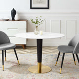 Zinque 42" Oval Dining Table Gold White EEI-5124-GLD-WHI