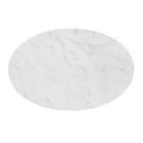 Zinque 42" Oval Artificial Marble Dining Table Gold White EEI-5125-GLD-WHI