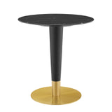 Zinque 28" Artificial Marble Dining Table Gold Black EEI-5131-GLD-BLK