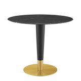 Zinque 36" Artificial Marble Dining Table Gold Black EEI-5132-GLD-BLK