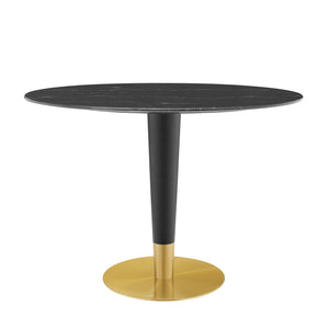 Zinque 42" Oval Artificial Marble Dining Table Gold Black EEI-5133-GLD-BLK