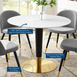 Zinque 40" Dining Table Gold White EEI-5135-GLD-WHI