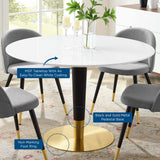 Zinque 47" Dining Table Gold White EEI-5136-GLD-WHI