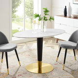 Zinque 48" Oval Dining Table Gold White EEI-5141-GLD-WHI