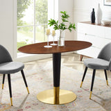 Zinque 48" Oval Dining Table Gold Walnut EEI-5142-GLD-WAL