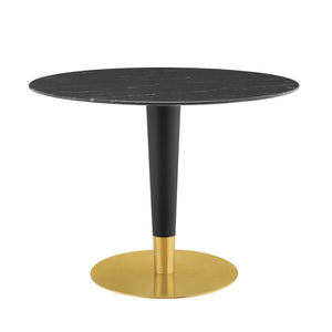 Zinque 40" Artificial Marble Dining Table Gold Black EEI-5148-GLD-BLK