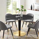 Zinque 47" Artificial Marble Dining Table Gold Black EEI-5149-GLD-BLK